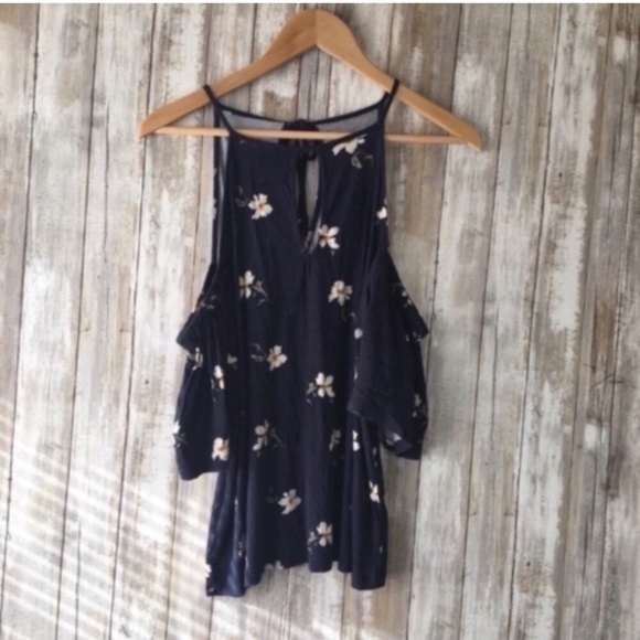 American Eagle Outfitters Tops - NWT American Eagle Navy Floral Cold Shoulder Blouse